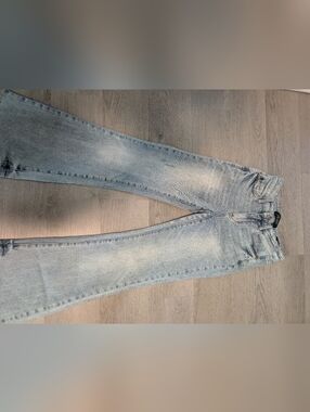 Judy Blue Flare Midrise Raw Hem Tummy Control Jeans 26